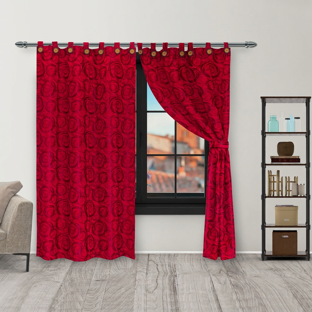 Cortina Yacar Boton Vinotinto Elegante