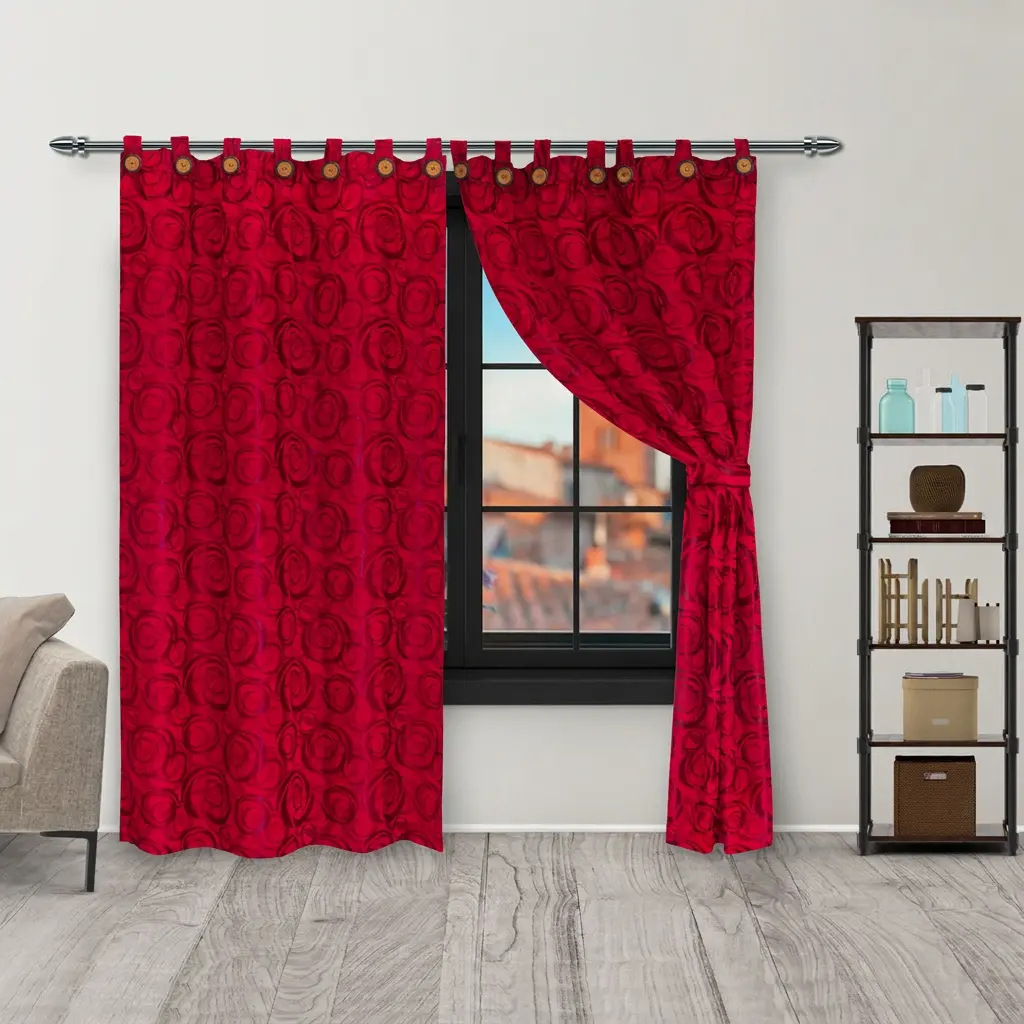 Cortina Yacar Boton Vinotinto Elegante