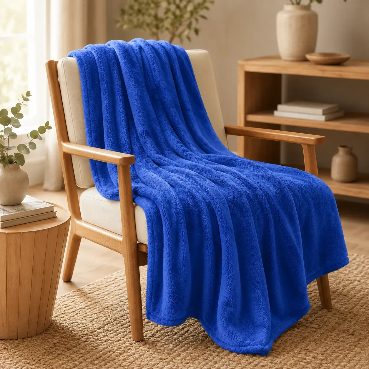Cobija Piel Durazno Soft Azul Rey-3