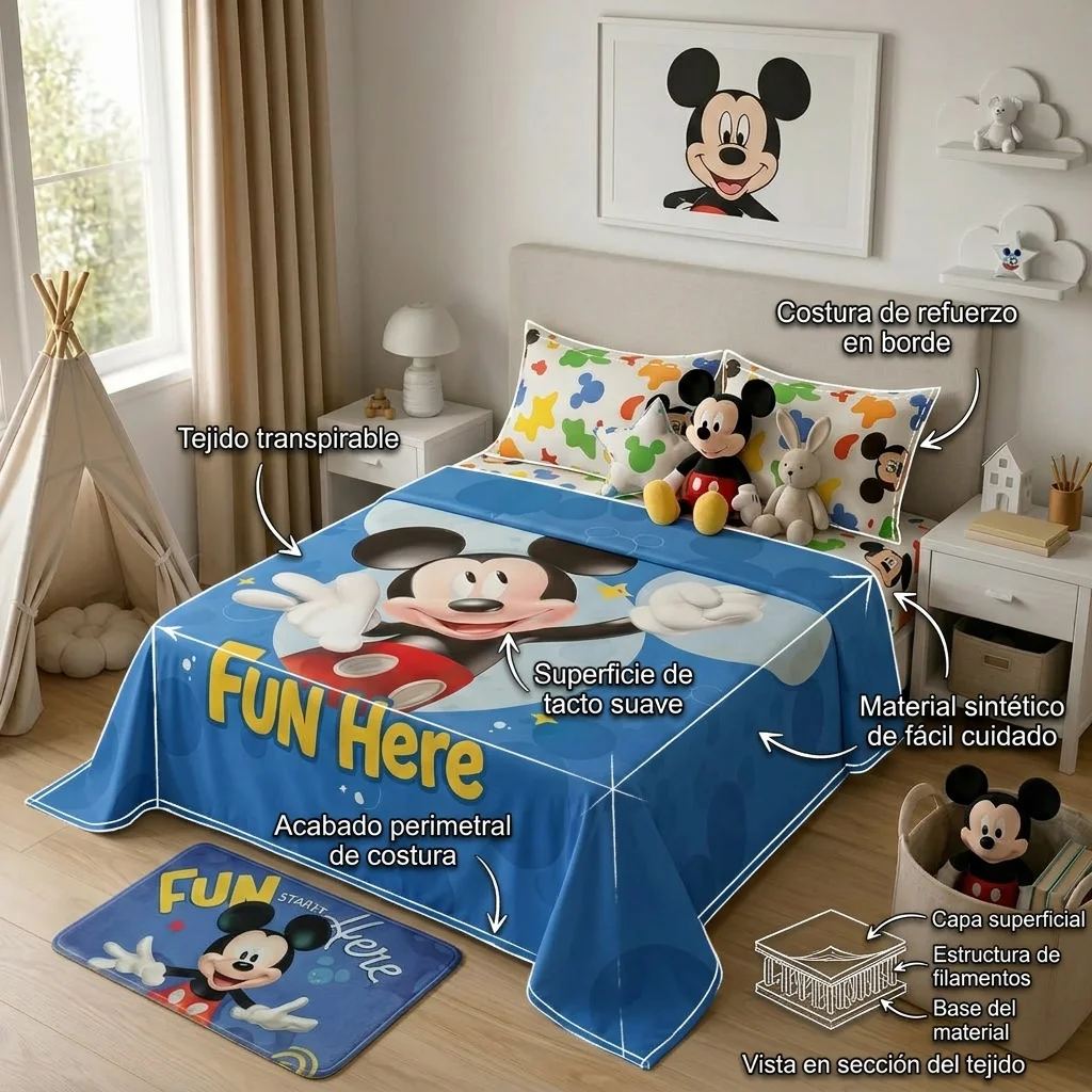 Juego De Sabanas Core Disney Mickey Jr Estampados Animados-6