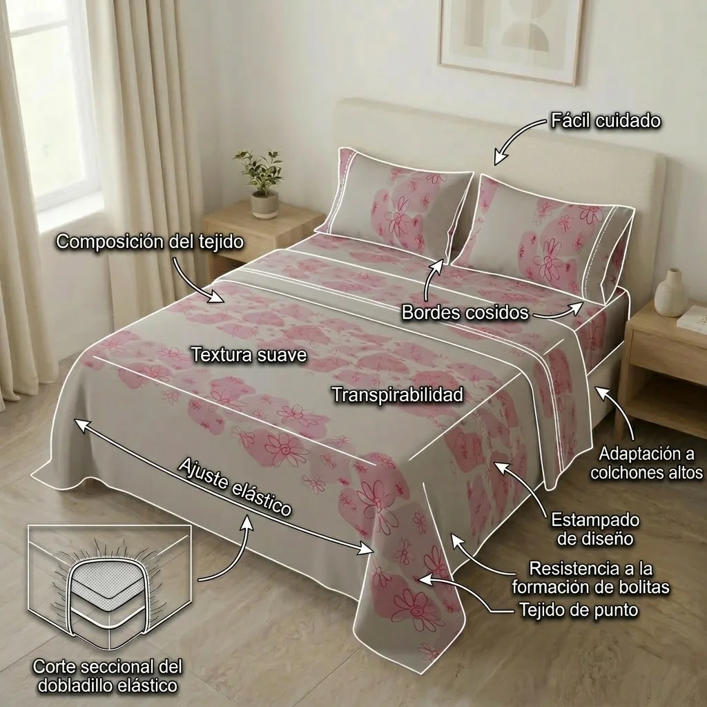 Juego de Sábanas Microfibra Suavizada Océano Floreciente-6