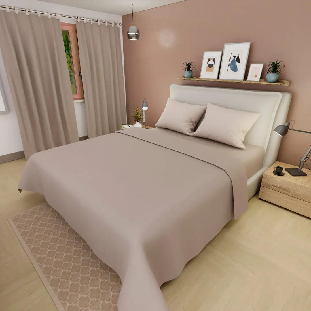 Juego De Sabanas Con Cortina Beige Confortable