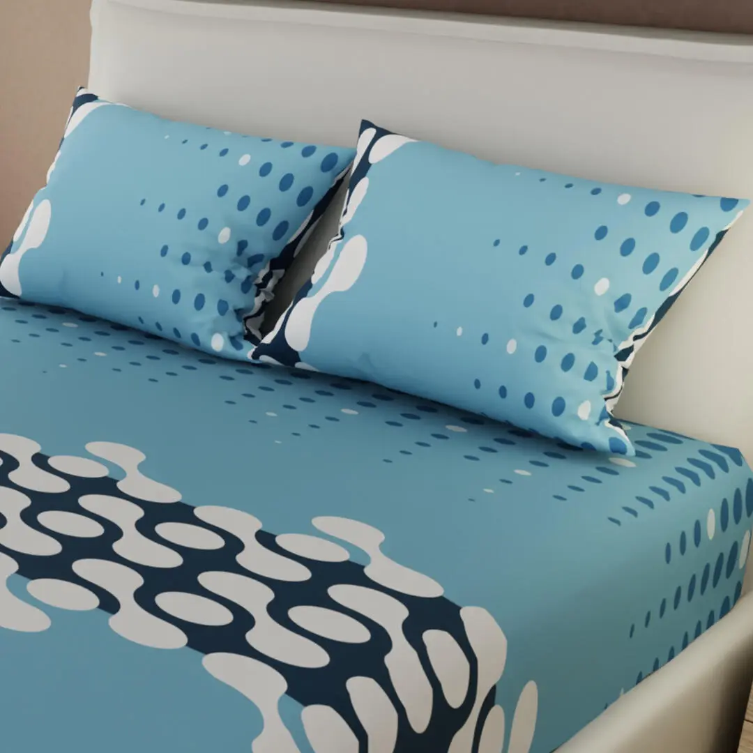 Sabana Ajustable Azul Sereno Con Puntos Delicados Ultra Suave-2