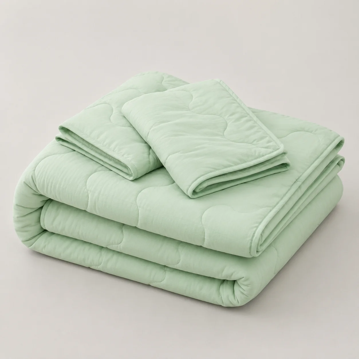 Cubrelecho Acolchado Cotton Sense Solo Fondo Verde - Azul-5