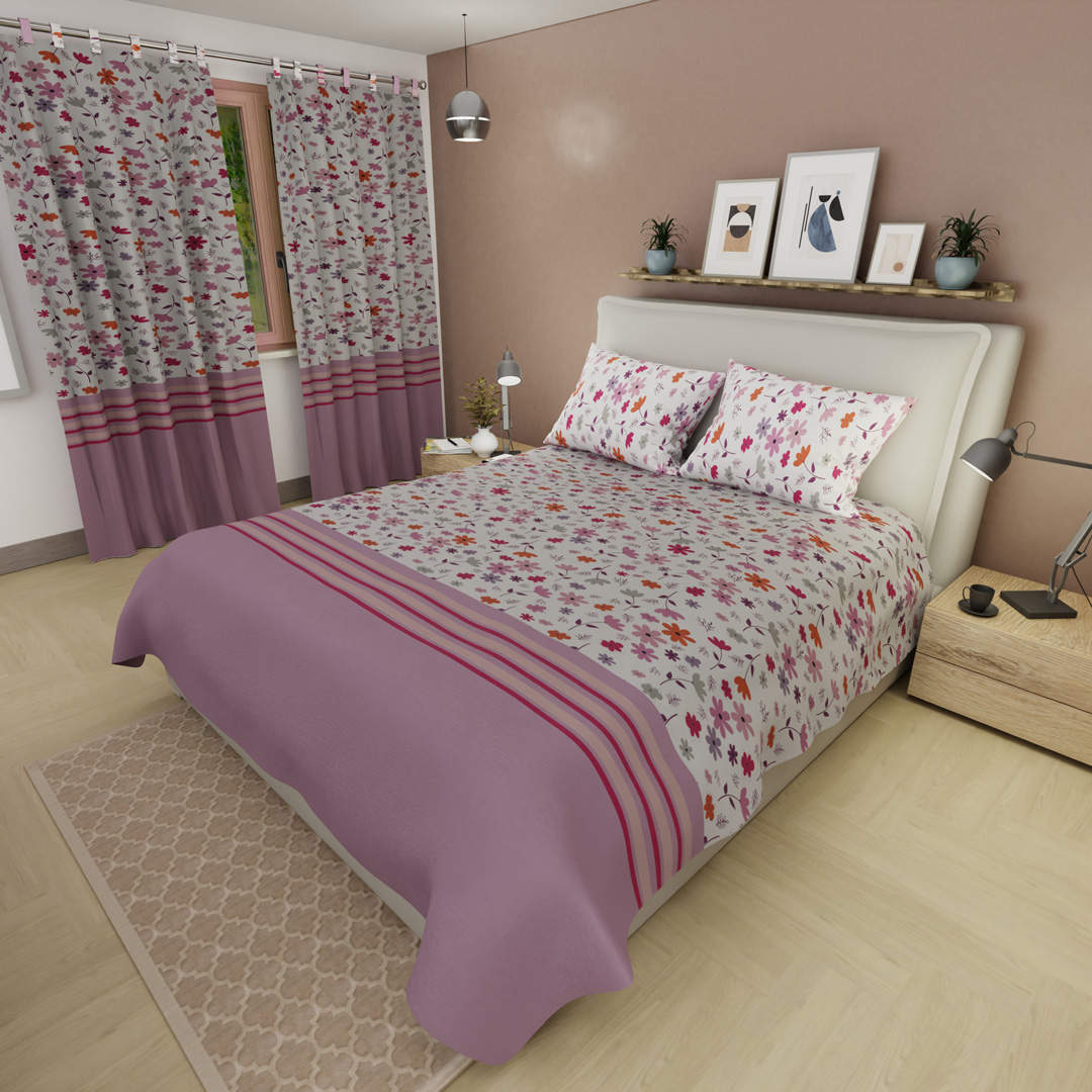 Juego de Sábanas Microfibra Suavizada Aroma de Flores Rosa