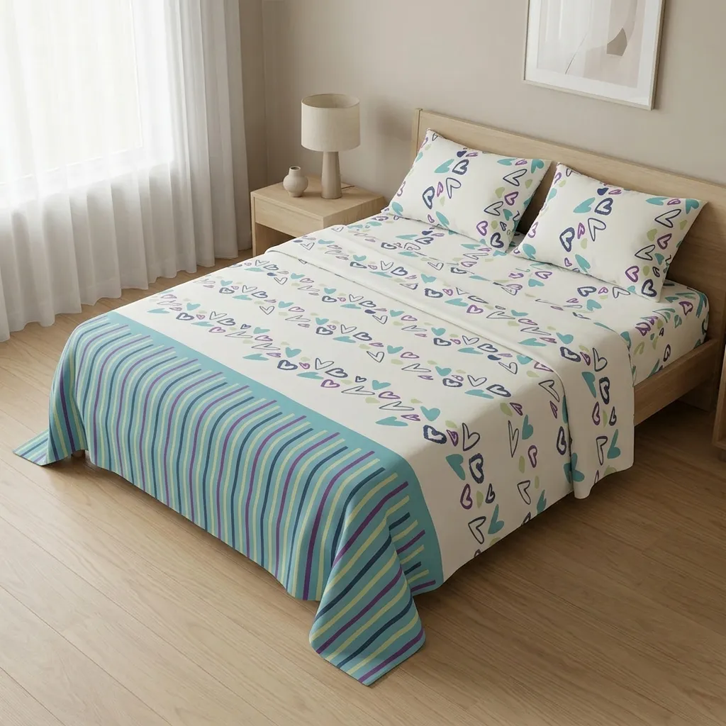 Juego De Sábanas 180 Hilos Soft Shapes Azul