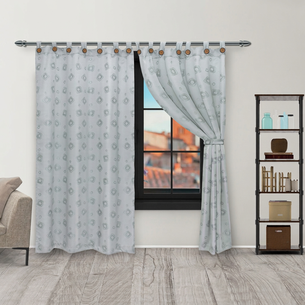 Cortina Yacar Boton Gris Elegante