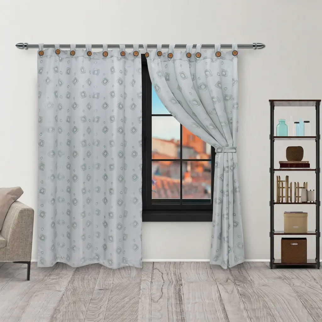 Cortina Yacar Boton Gris Elegante