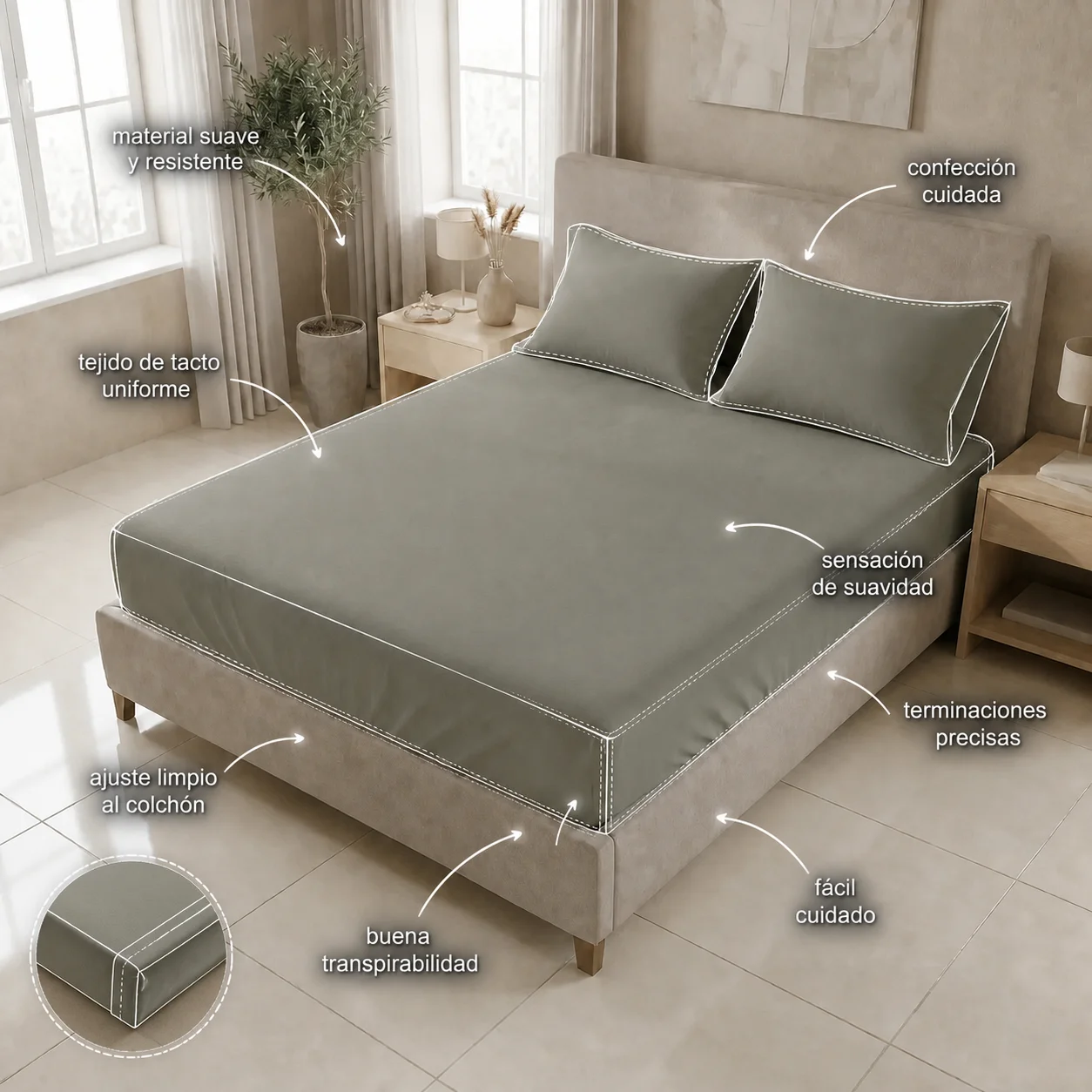 SABANA AJUSTABLE UNICOLOR MY HOUSE GRIS-6