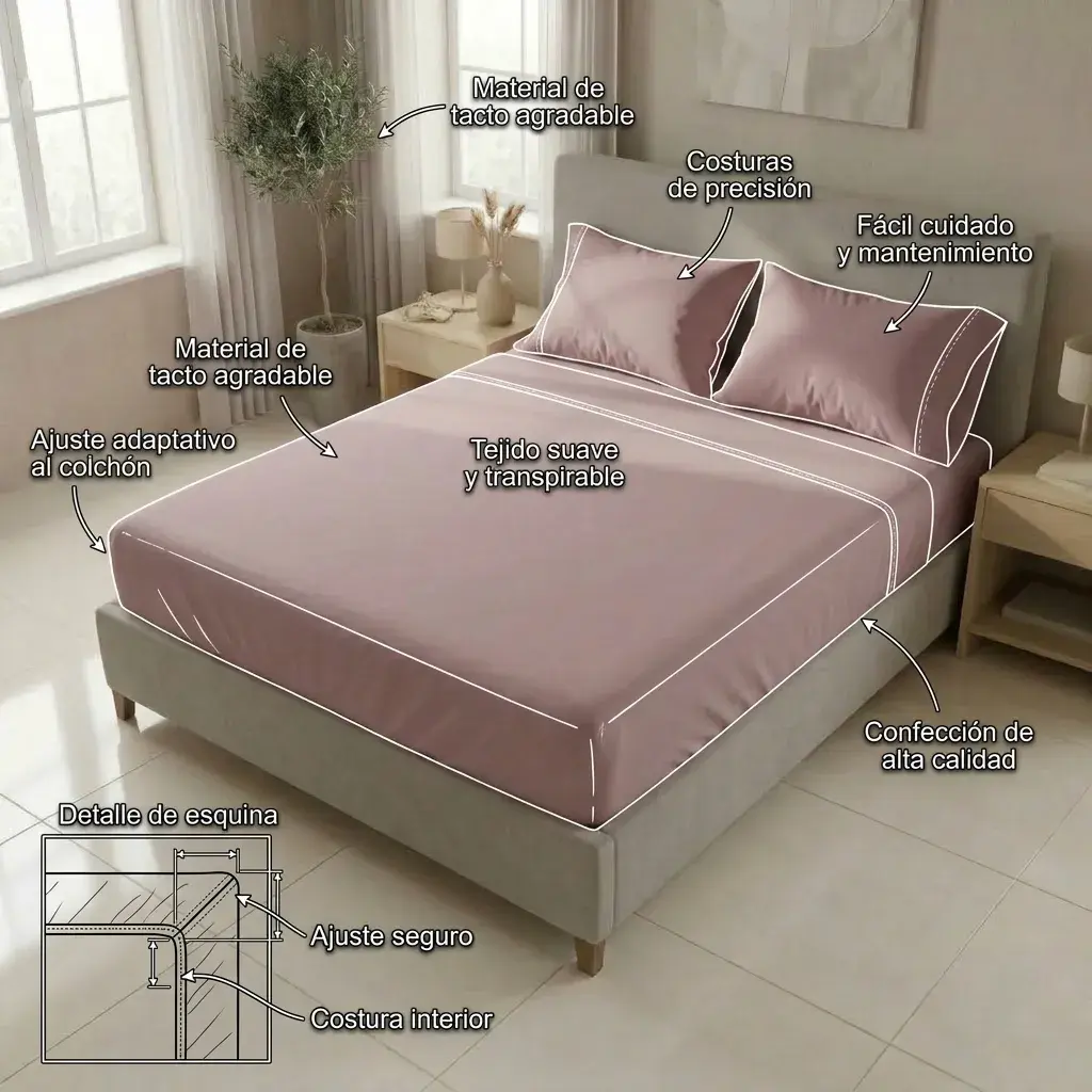Sábana Ajustable Unicolor Microfibra Suavizada Rosa-6