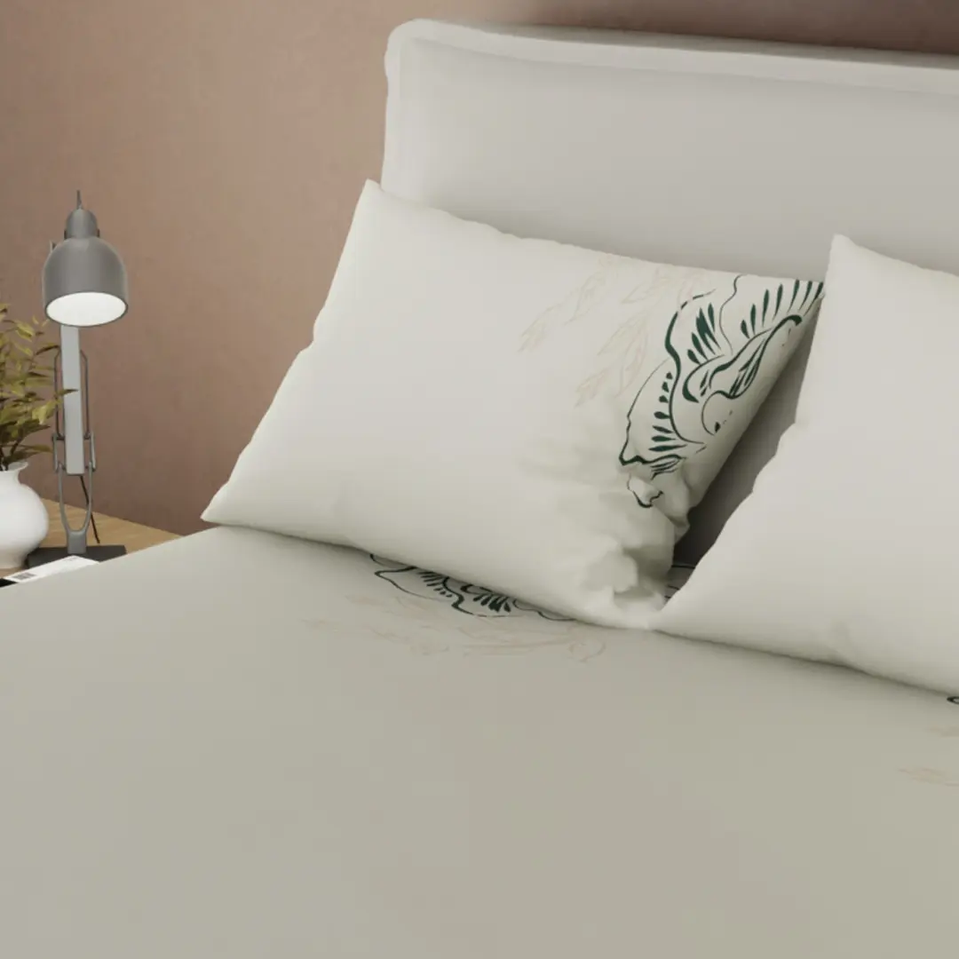 Juego de Sábanas de 250 Hilos Tranquilidad Floral Beige-2