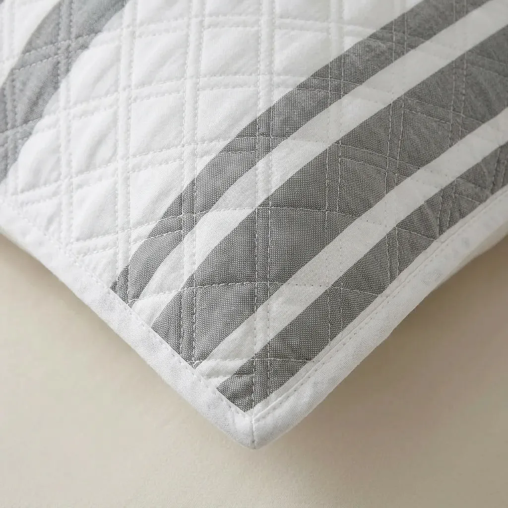 Cubrelecho Prensado Doble Faz Trama Líneas de Vanguardia Gris - Beige-4
