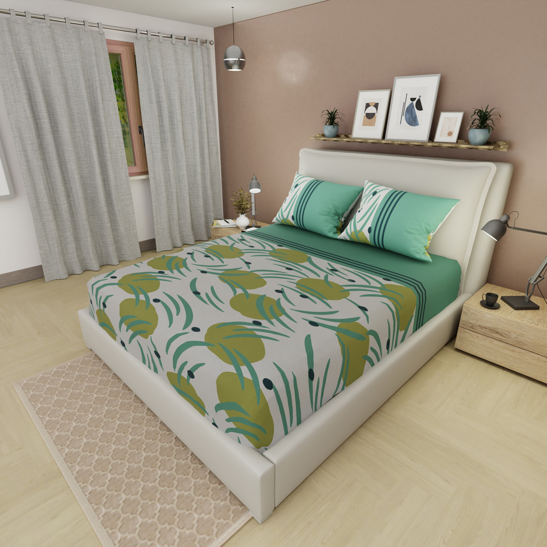 Sábana Ajustable Navy Bloom Green