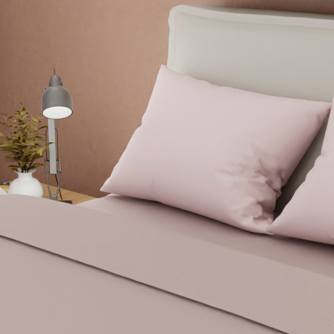 Juego De Sabanas Con Cortina Rosa Confortable-2