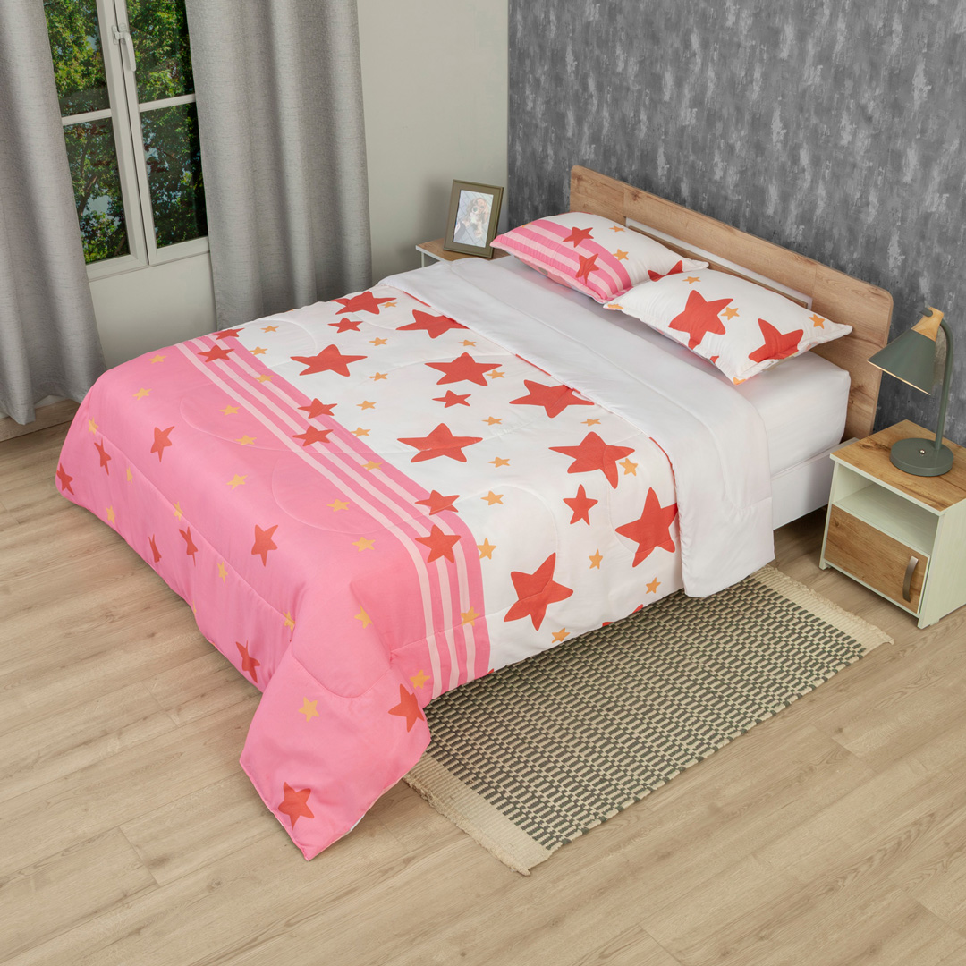 Cubrelecho Semiacolchado Doble Faz Starry Rose-3