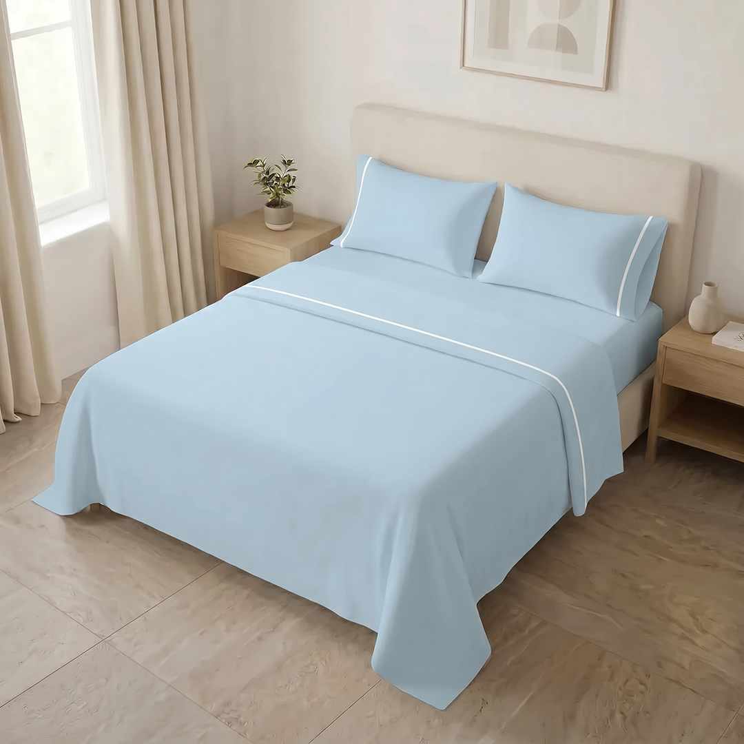 Juego De Sábanas Línea Básicos Azul Claro