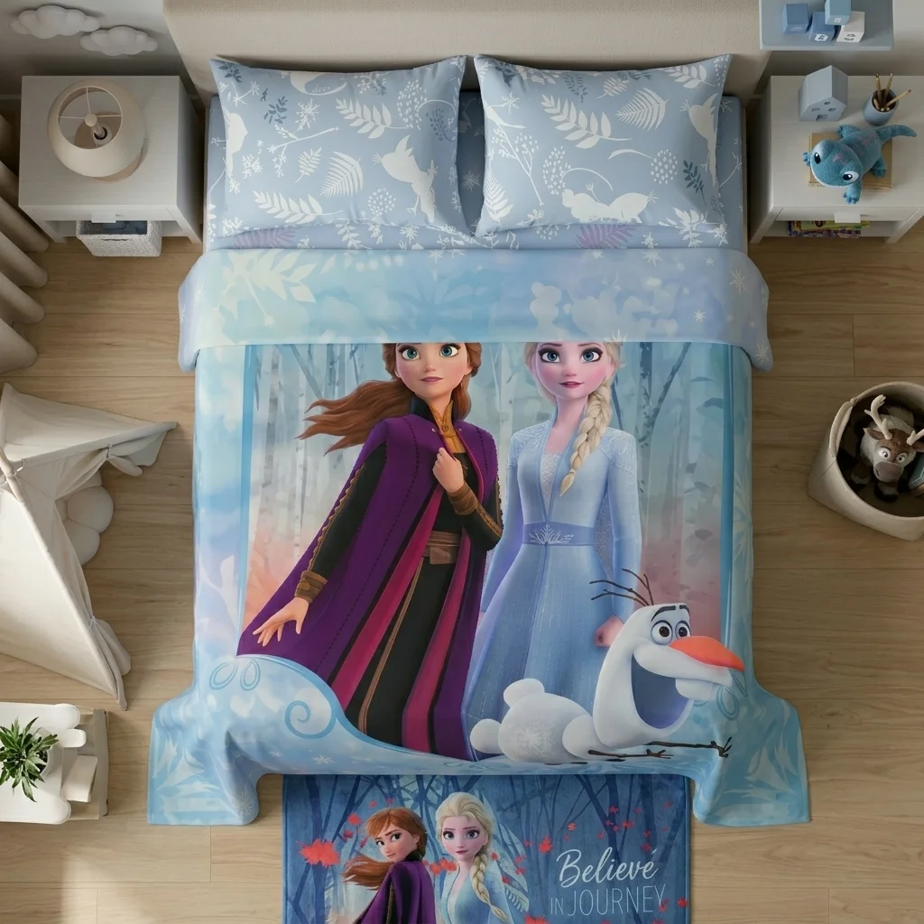 Juego De Sabanas Core Disney Frozen Celeste Estampados Animados-2