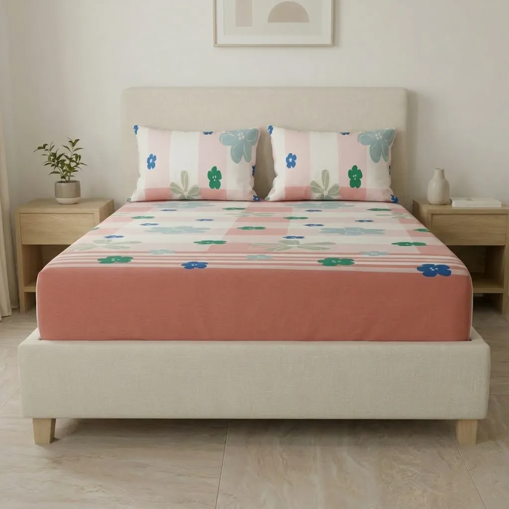 Sábana Ajustable Rosella Floral Salmon-3
