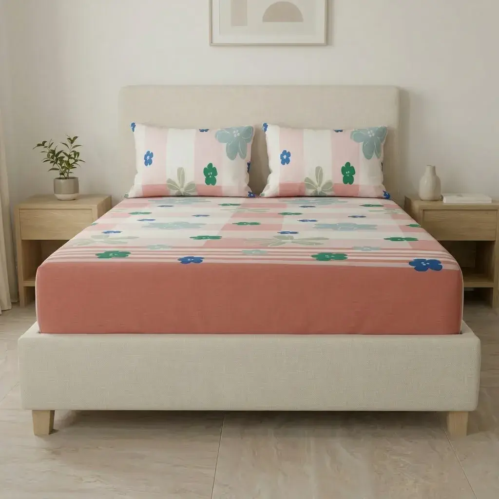 Sábana Ajustable Rosella Floral Salmon-3