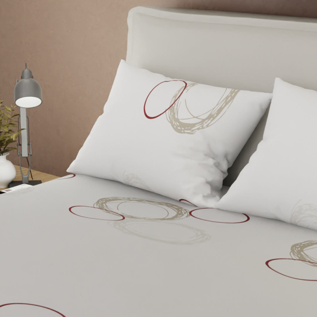 Juegos de Sábanas 250 Hilos Aros al Viento Beige-2
