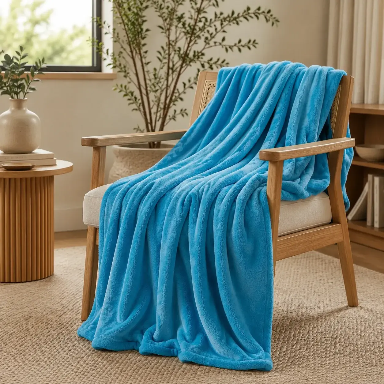 Cobija Piel Durazno Soft Azul Aqua-3