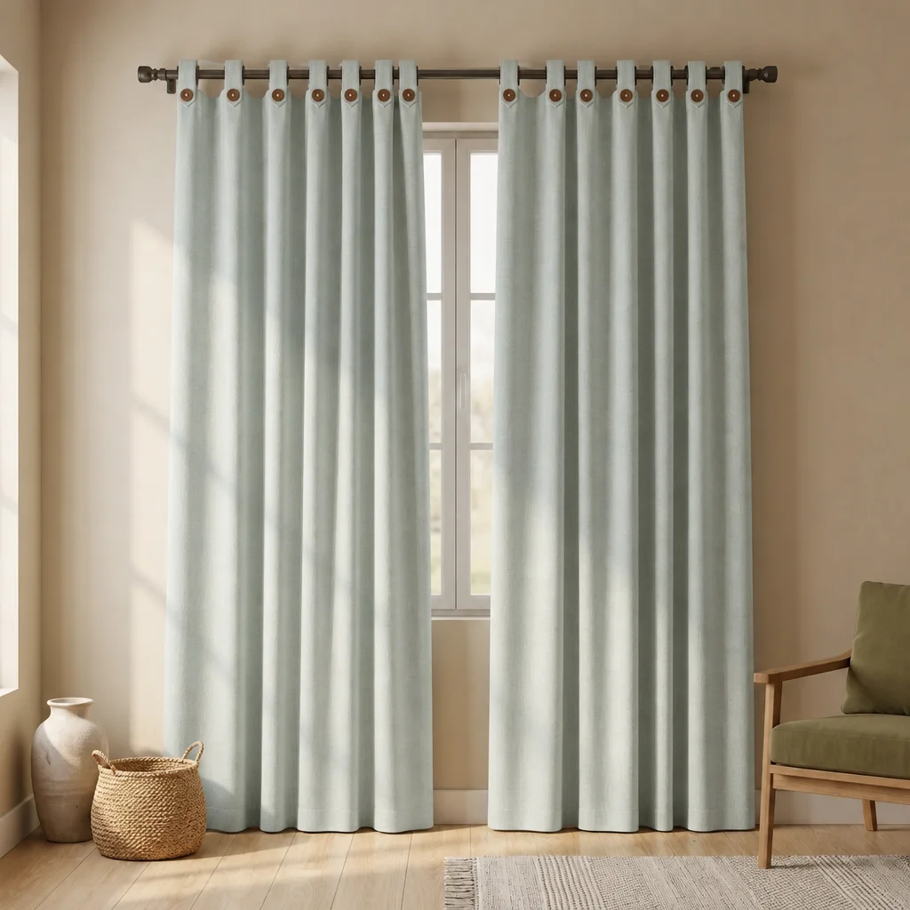 Cortina Lino Boton Ancestral Blanco Neutrales