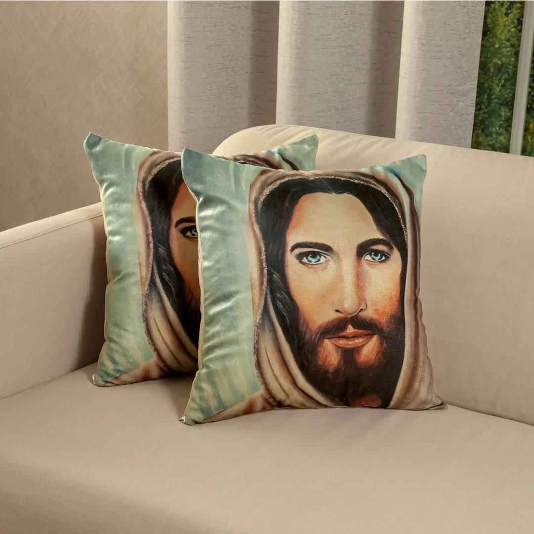 Forro Cojín Jardín del Edén Mirada De Jesús-2