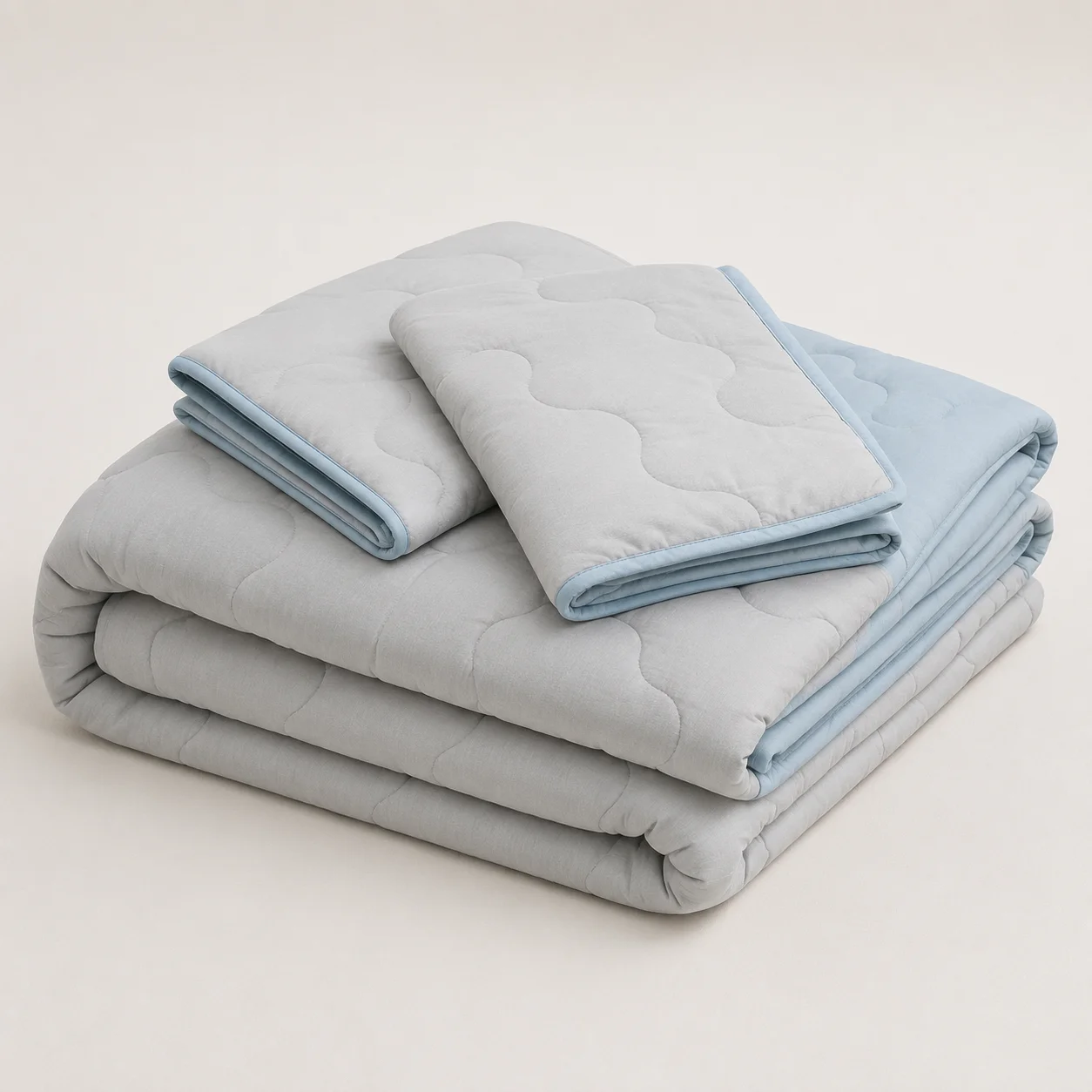 Cubrelecho Acolchado Cotton Sense Solo Fondo Azul - Gris-5