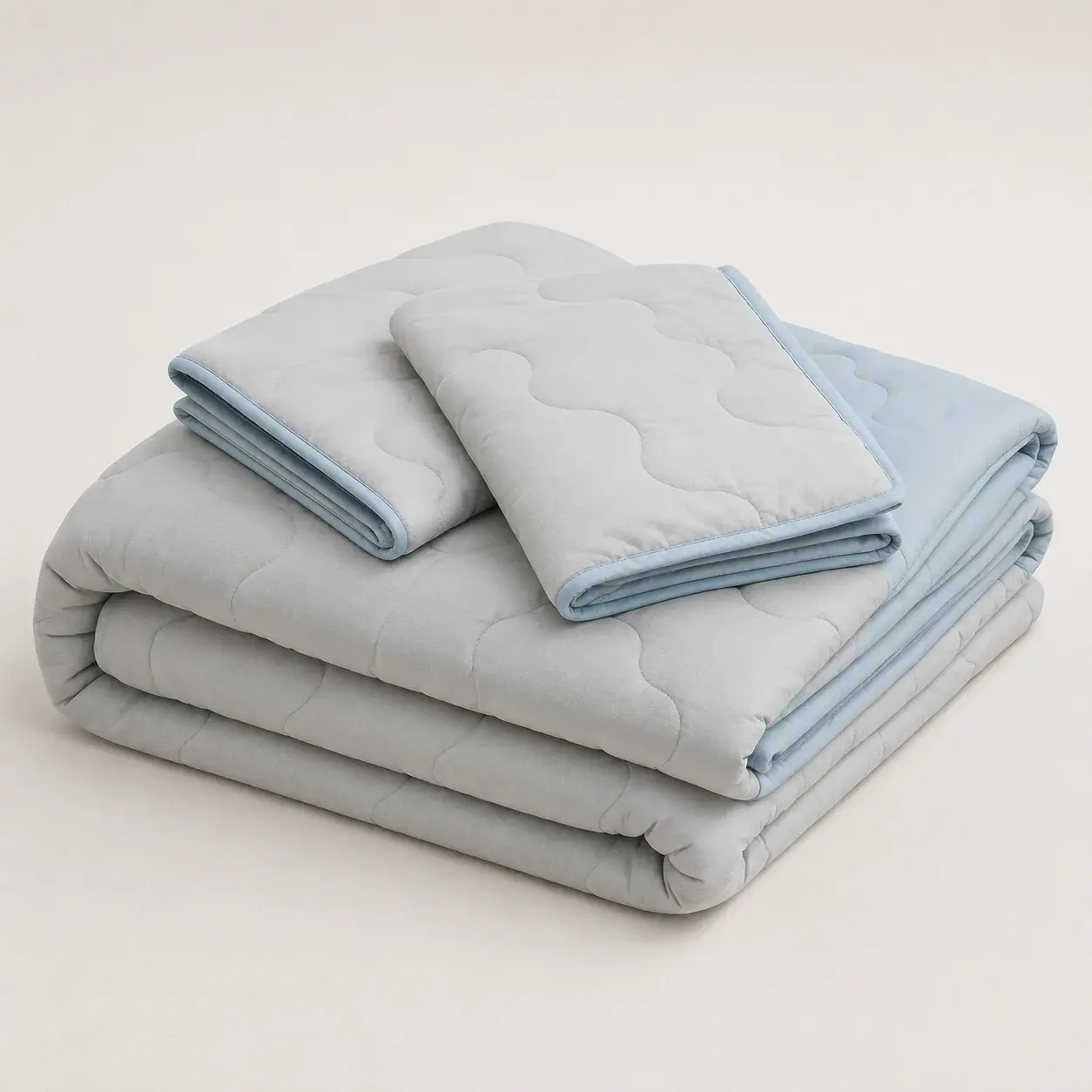 Cubrelecho Acolchado Cotton Sense Solo Fondo Azul - Gris-5