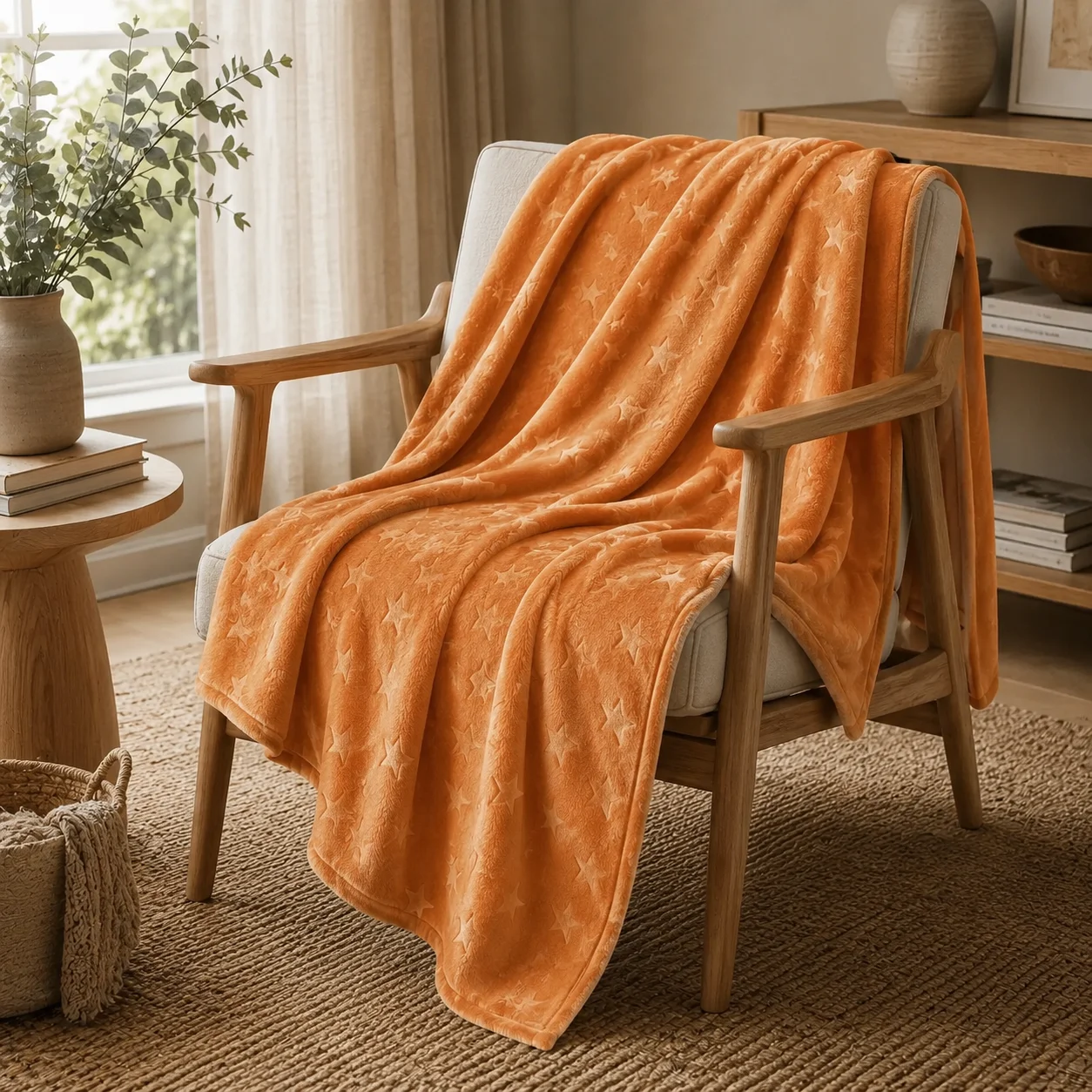 Cobija Comfortsoft Naranja Estrellas Suave-3