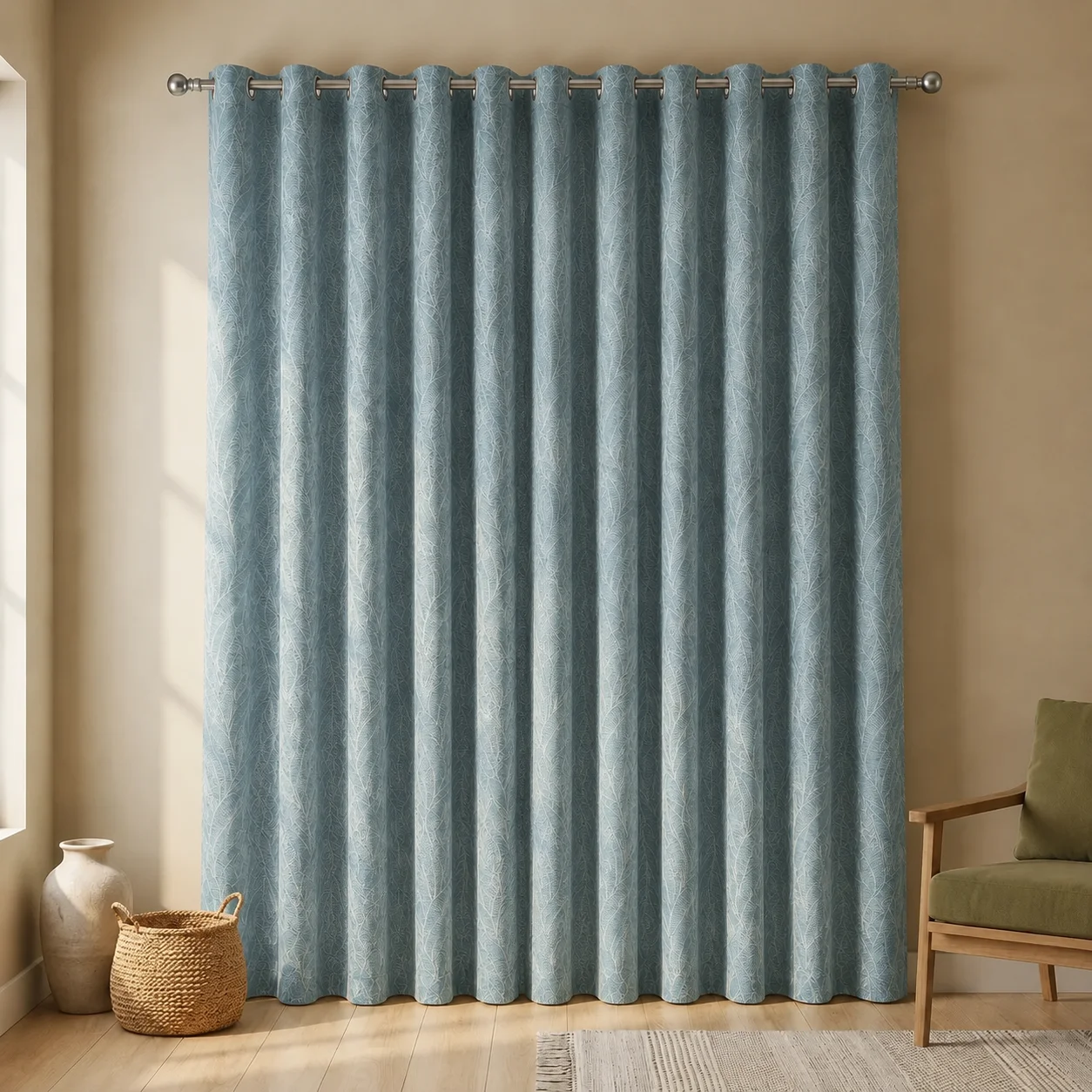 Cortina Acacia Argolla Azul De Lujo-6