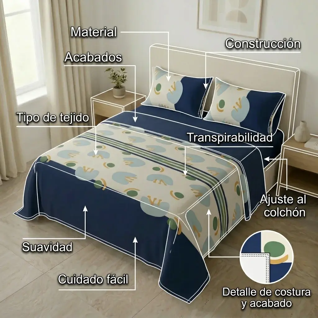 Juego de Sábanas Microfibra Suavizada Deep Blue Motion-6