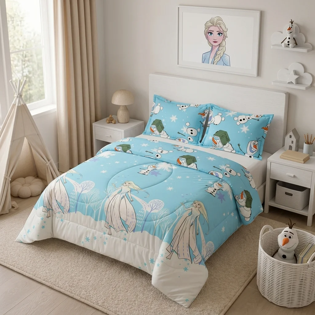 Cubrelecho Acolchado Disney Frozen Celeste Estampados Animados