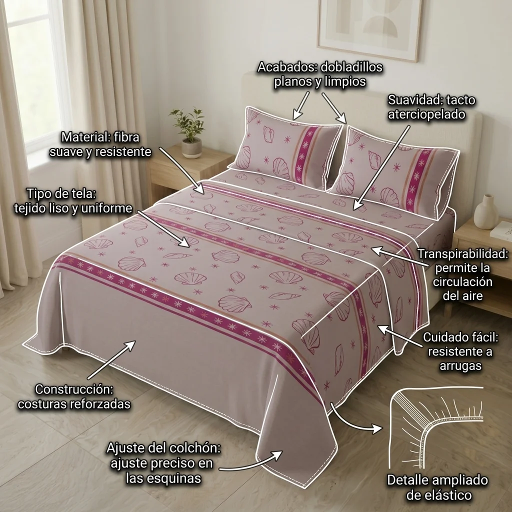 Juego de Sábanas Microfibra Suavizada Coral Marino Rosa-6
