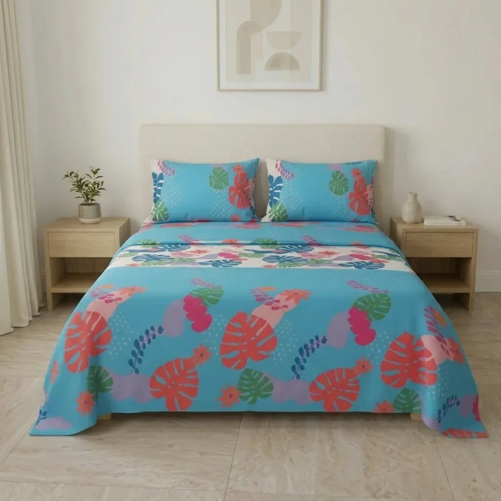 Juego de Sábanas Microfibra Suavizada Estampa Tropical-3