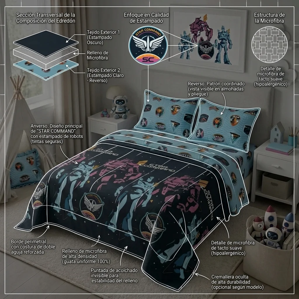 Cubrelecho Prensado Cama Sencilla Disney Lightyear Comando Estelar Negro Estampados Animados-6