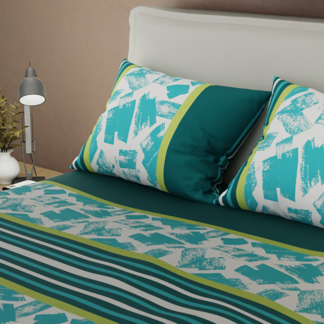 Juego De Sábanas Con Cortinas Ash & Cobalt Verde-2