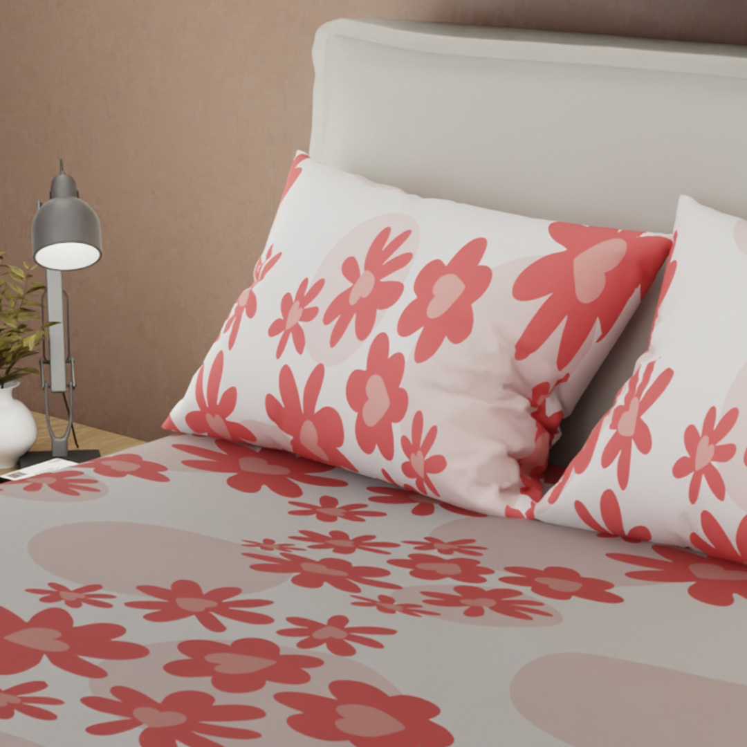 Juego de Sábanas Microfibra Suavizada Corazón  Floral-2