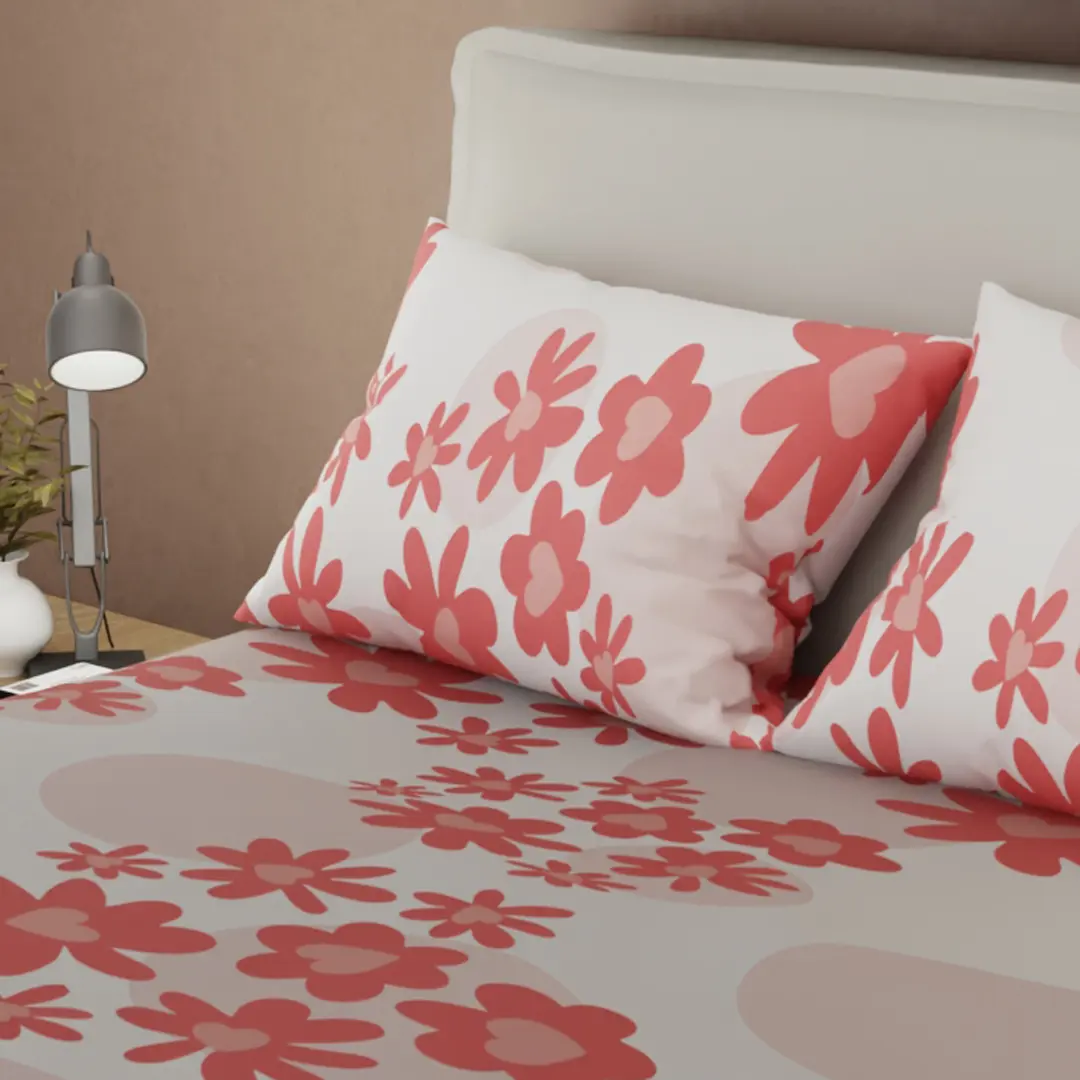 Juego de Sábanas Microfibra Suavizada Corazón  Floral-2