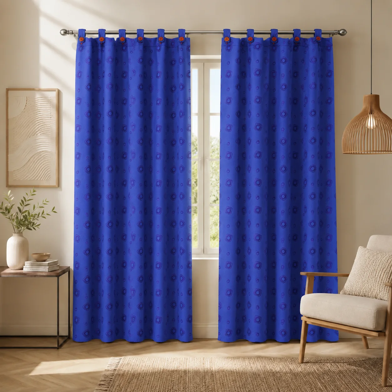 Cortina Yacar Boton Azul Elegante