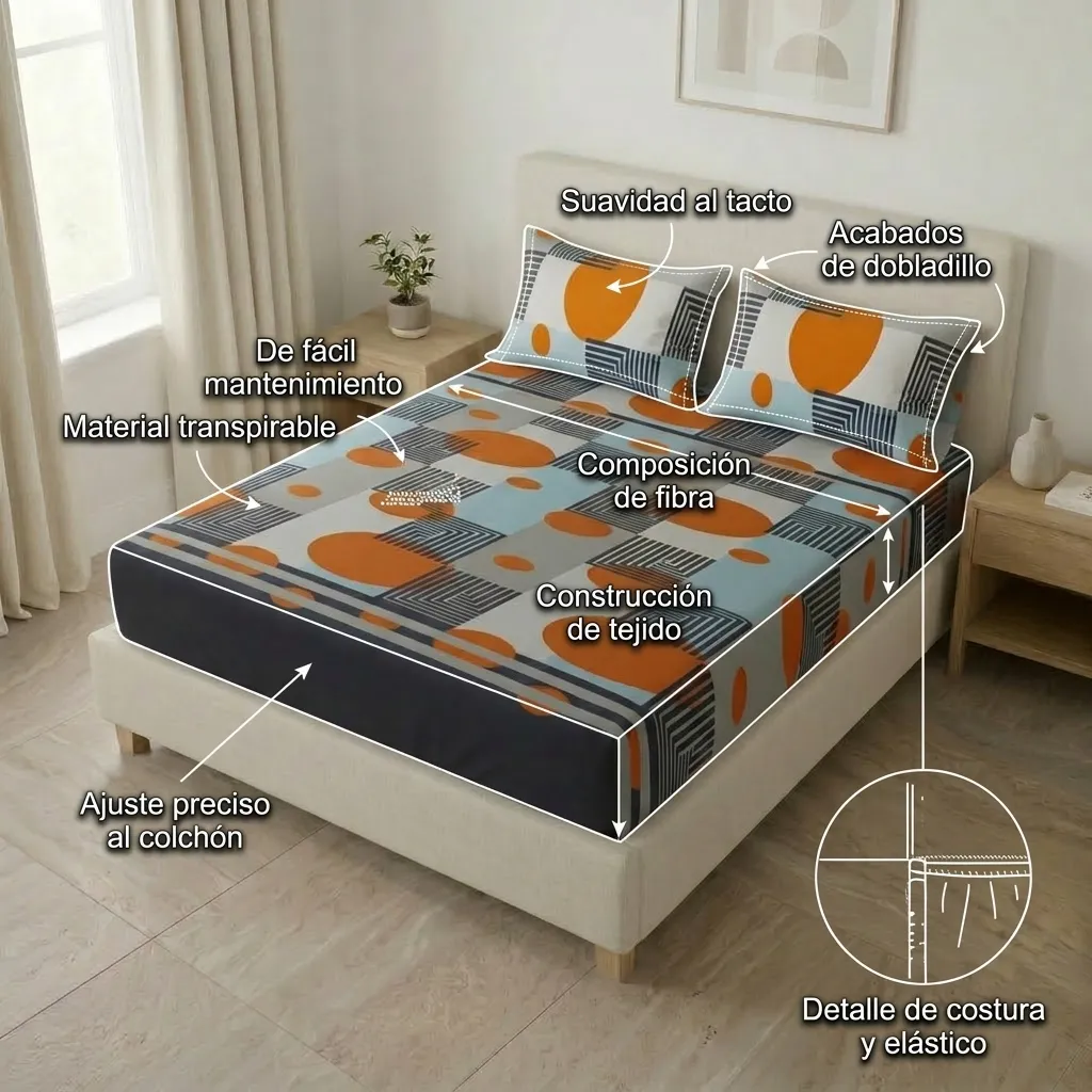 Sábana Ajustable Savanna Cruzada Naranja-6