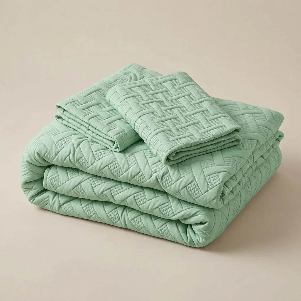 Cubrelecho Termosellado Cotton Sense Solo Fondo Verde - Azul-4
