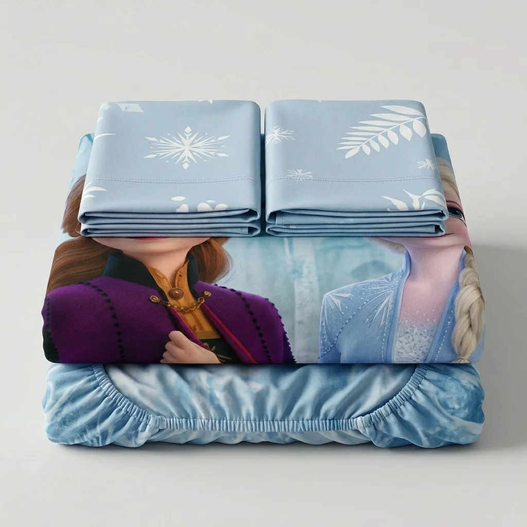 Juego De Sabanas Core Disney Frozen Celeste Estampados Animados-5