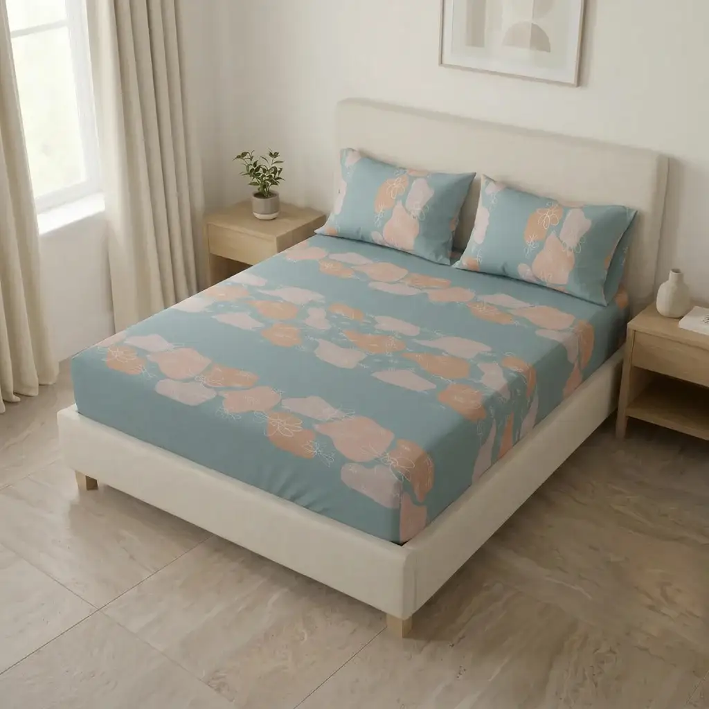 Sábana Ajustable Sueños Océano Floreciente Azul