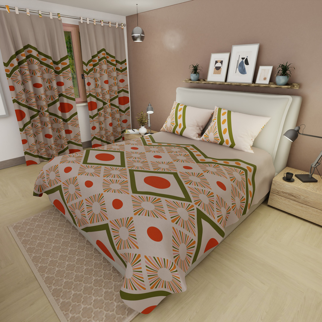 Juego de Sábanas Microfibra Suavizada Boho Clay Green