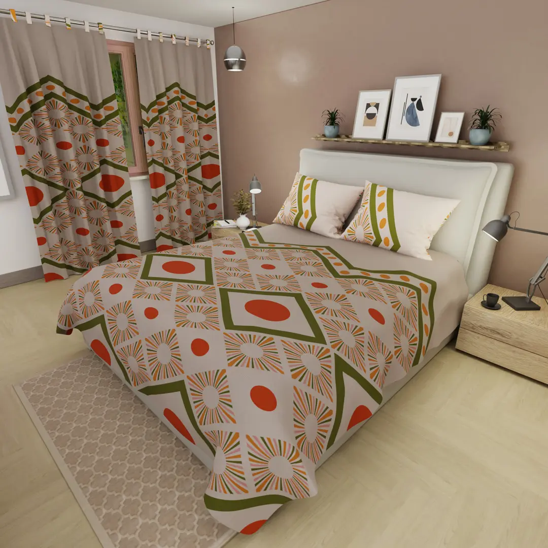 Juego de Sábanas Microfibra Suavizada Boho Clay Green