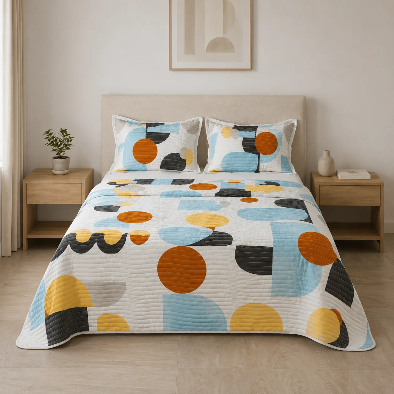 Cubrelecho Estampado Prensado Doble Faz Geo Balance-3