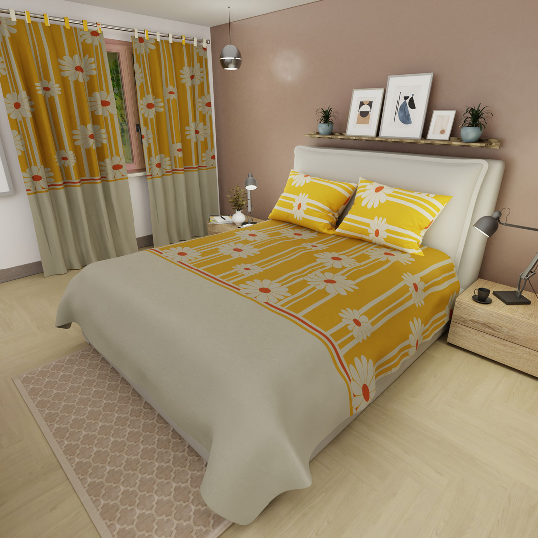 Juego De Sábanas Con Cortinas Día de Primavera