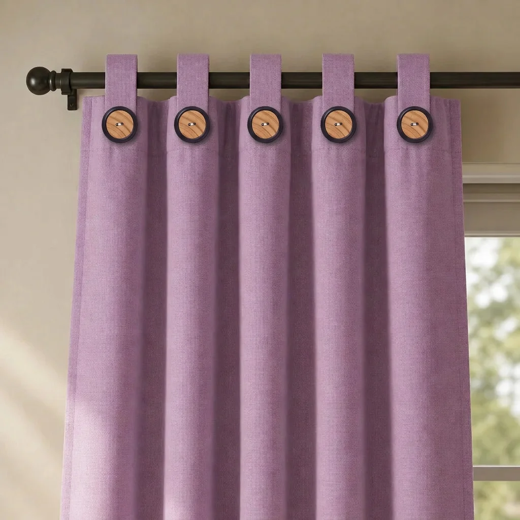 Cortina Ramia Boton Ancestral Morado Clasica-3