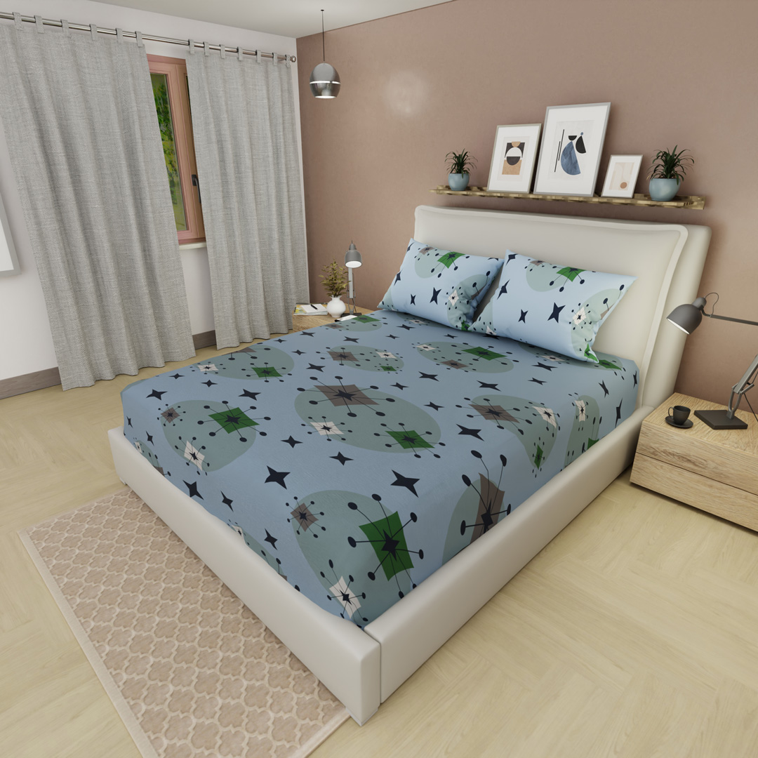 Sábana Ajustable Midcentury Vibe Blue